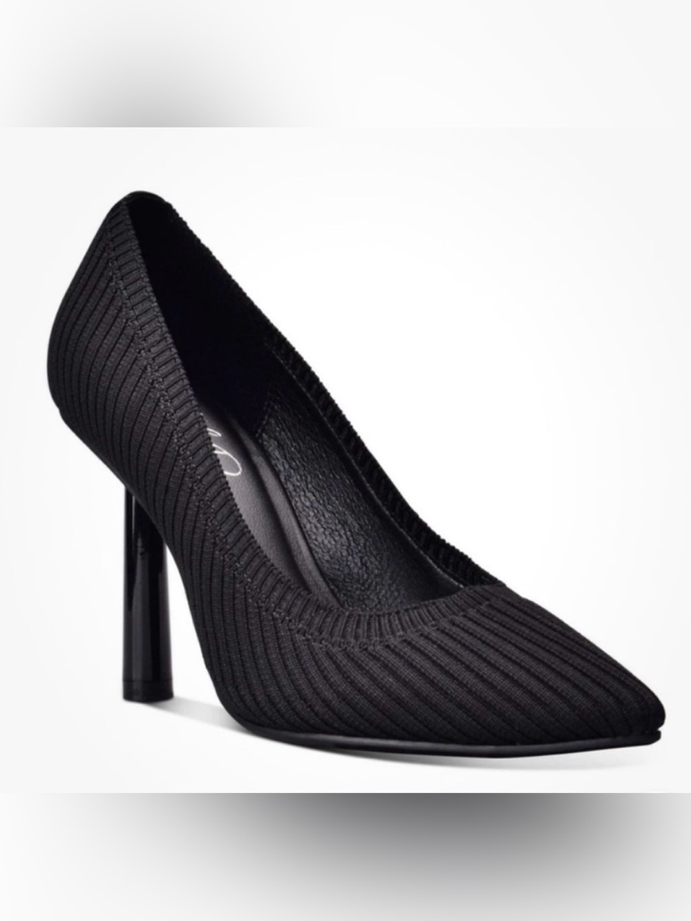 Wild Pair NEW Black Ribbed Daliaa Almond Toe Stiletto Heel Slip On Womens 10